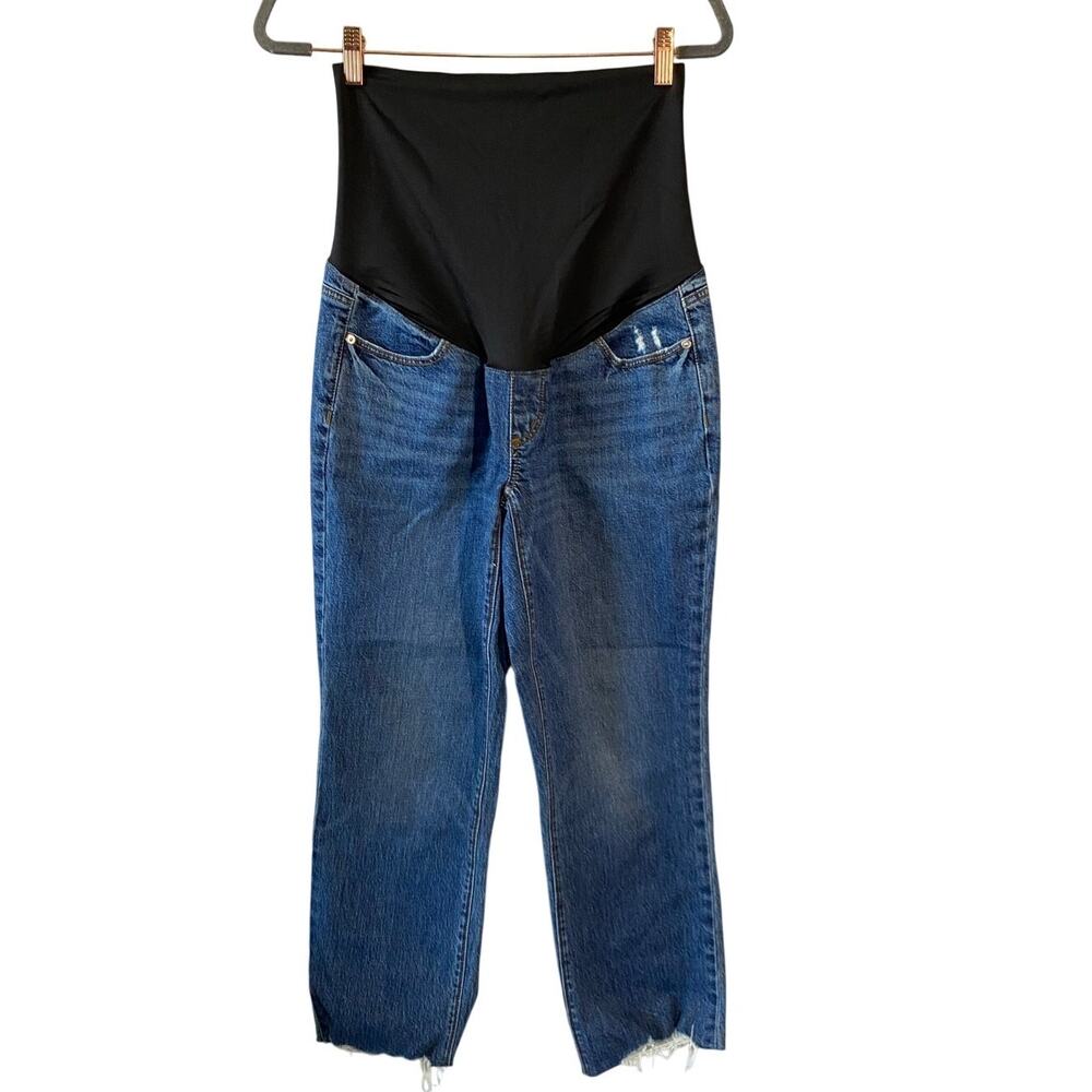 LOFT Maternity Blue Ankle Distressed Jeans Sz 6